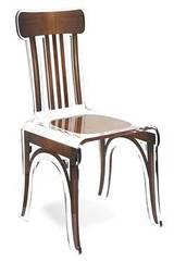 Chaise plexiglas transparent Bistrot motif bois marron. Acrila. Chaise plexiglas transparent Bistrot motif bois marron. Acrila.