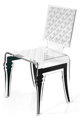 Chaise plexiglass design baroque Diam motif blanc. Acrila. Chaise plexiglass design baroque Diam motif blanc. Acrila.