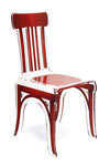 Chaise plexiglass transparent Bistrot motif bois rouge. Acrila. 