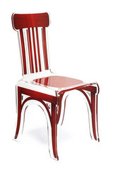 Chaise plexiglass transparent Bistrot motif bois rouge. Acrila. Chaise plexiglass transparent Bistrot motif bois rouge. Acrila.