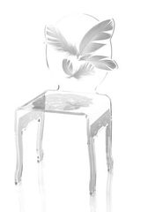 Chaise style baroque blanc plume. Acrila. Chaise style baroque blanc plume. Acrila.