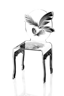Chaise style design noir plume. Acrila. 