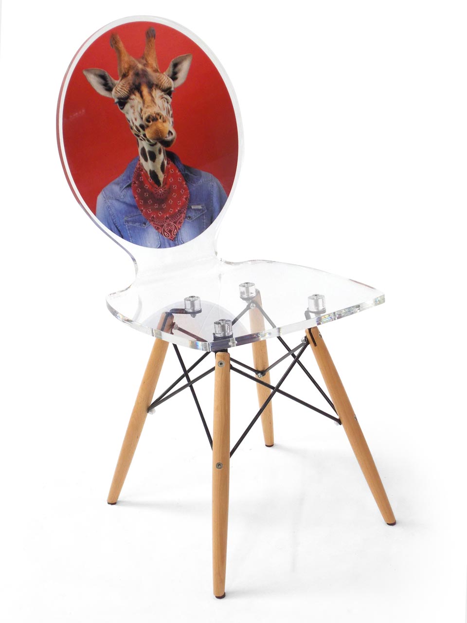 Chaise transparente en plexiglass Graph girafe. Acrila. 
