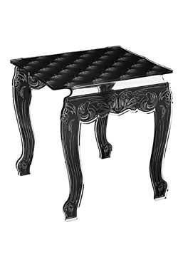 Petite table en altuglass Capiton taille moyenne motif noir. Acrila. 