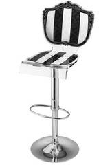 Tabouret acrylique verre baroque motif à rayures noires et blanches. Acrila. Tabouret acrylique verre baroque motif à rayures noires et blanches. Acrila.