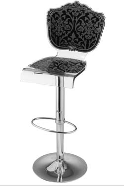 Tabouret baroque altuglas motif noir. Acrila. 