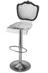 Tabouret baroque en plexiglas motif blanc. Acrila. Tabouret baroque en plexiglas motif blanc. Acrila.