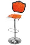 Tabouret baroque en plexiglas motif orange. Acrila. 