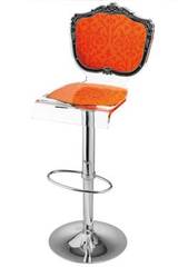 Tabouret baroque en plexiglas motif orange. Acrila. Tabouret baroque en plexiglas motif orange. Acrila.