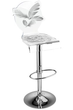 Tabouret design plume blanc . Acrila. 