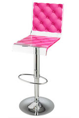 Tabouret rose plexiglas transparent Capiton motif tissu capitonné. Acrila. Tabouret rose plexiglas transparent Capiton motif tissu capitonné. Acrila.