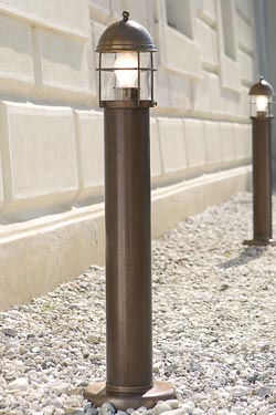 Garden lamp in lighthouse lantern with grid and column 80cm. Aldo Bernardi. 