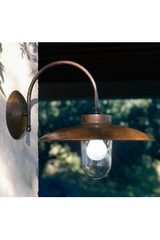 Outdoor wall light in patinated brass and transparent glass. Aldo Bernardi. Outdoor wall light in patinated brass and transparent glass. Aldo Bernardi.