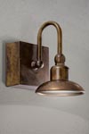 Patina copper and brass outdoor wall light square support powerful LED lighting. Aldo Bernardi. 