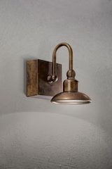 Patina copper and brass outdoor wall light square support powerful LED lighting. Aldo Bernardi. 