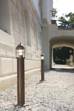 Garden lamp in lighthouse lantern with grid and column 80cm. Aldo Bernardi. 