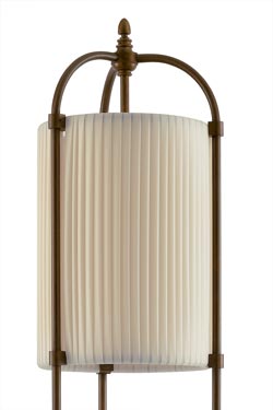 Floor lamp beige silk cylinder and dark antique patina. Aldo Bernardi. 