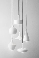 Lustrini suspension contemporaine 6 lumières blanc mat. Aldo Bernardi. 