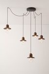 Antique brass Guinguette 5-light pendant light. Aldo Bernardi. 