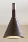 Dark brown cone waxed concrete pendant lamp Funnel. Aldo Bernardi. 