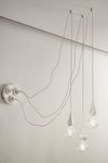 Fate triple offset pendant light in glossy white. Aldo Bernardi. 