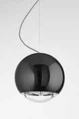 Globo glossy black ceramic pendant lamp. Aldo Bernardi. 