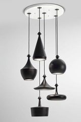 Hanging lamp 6 lights in mat black ceramic Multilustri. Aldo Bernardi. 