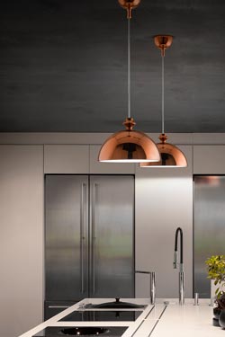 Illustri dome suspension in shiny copper ceramic. Aldo Bernardi. 