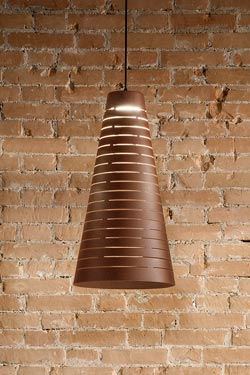 Perforated cone pendant in corten steel. Aldo Bernardi. 