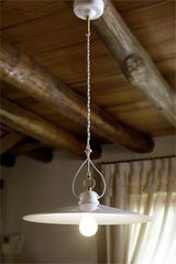 Plain white porcelain pendant lamp. Aldo Bernardi. 