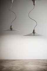 Sassmaor flared pendant light in aged aluminum 70cm. Aldo Bernardi. 
