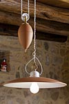 Terracotta porcelain pendant light with counterweight. Aldo Bernardi. 