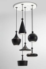 Suspension 6 lumières en céramique noir mat Multilustri. Aldo Bernardi. Suspension 6 lumières en céramique noir mat Multilustri. Aldo Bernardi.