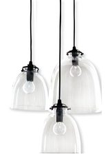 Triple pendant in transparent glass Clochette. Angel des Montagnes. Triple pendant in transparent glass Clochette. Angel des Montagnes.