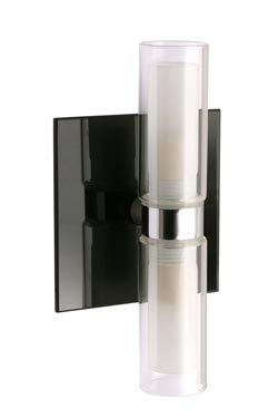 Applique pour la salle de bains design noire et verre blanc . Aprodis. 