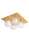 Plafonnier ou applique carré 4 boules en laiton satiné Star 4. Aprodis. 