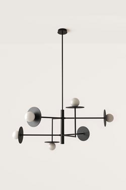 Black and white chandelier 6 lights Miro. Aromas. 