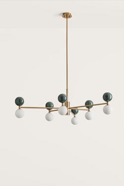 Dalt chandelier 6 lights with green marble balls. Aromas. 