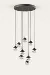 Nino 9-light chandelier in metal and optical glass. Aromas. 