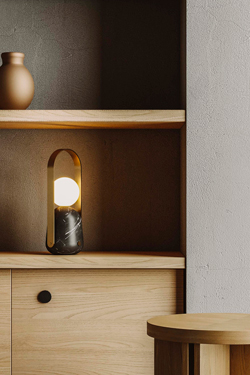 Nano lampe sans fil portable en verre et marbre. Aromas. 