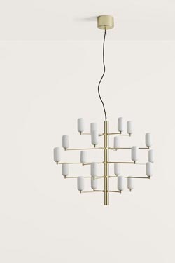 Large chandelier 20 lights matte black finish Gand. Aromas. 