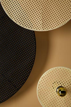 Tan Tan 3 discs wall lamp in natural rattan. Aromas. 