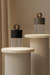Bora cordless walking lamp in glass and black steel. Aromas. 