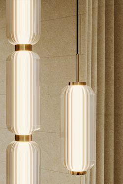 Elma 3-light pendant lamp in fluted glass and black steel. Aromas. 