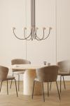 6-light chandelier in black marble and black metal. Aromas. 