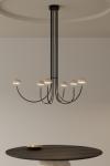 6-light chandelier in black marble and black metal. Aromas. 