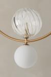 Level pendant lamp green glass balls and black ring 60cm. Aromas. 