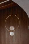 Level pendant lamp green glass balls and black ring 60cm. Aromas. 
