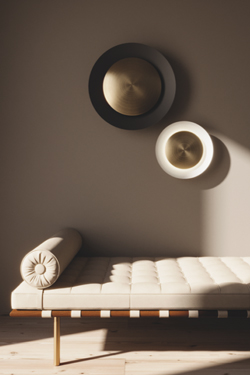 Coss black and gold disc wall light 40cm. Aromas. 