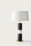 Black and white table lamp in wood and marble Alda. Aromas. 